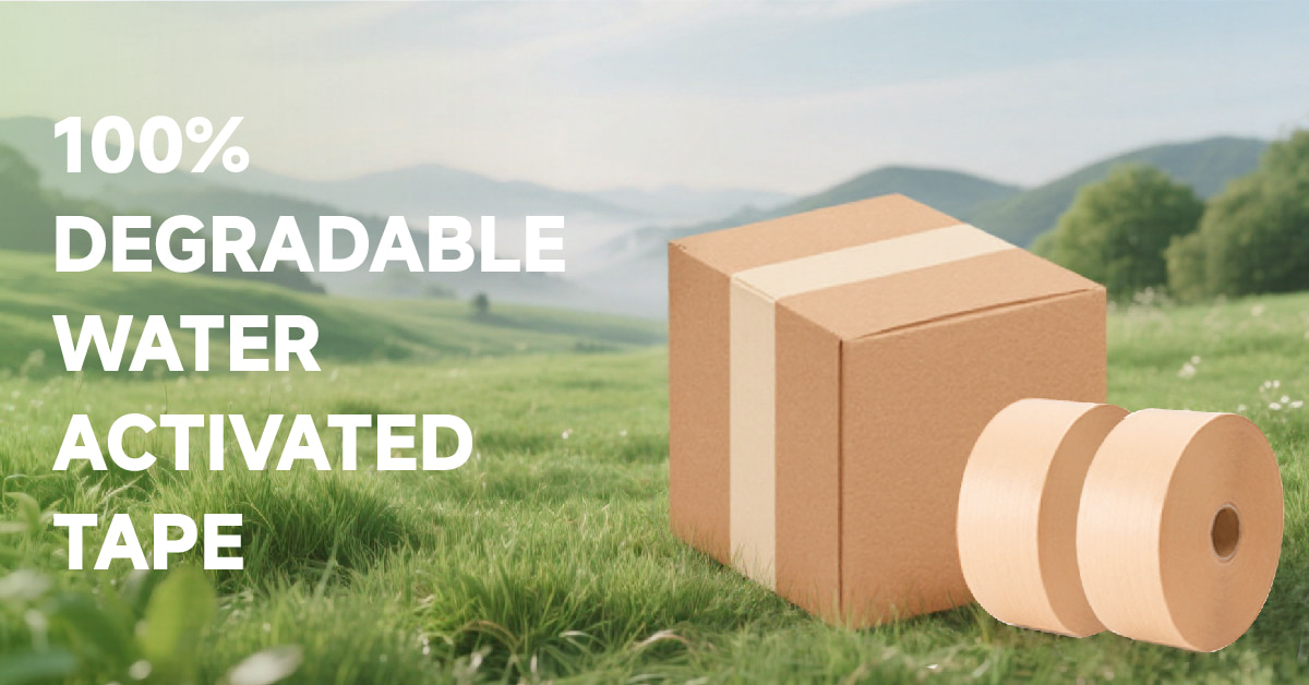 100 % biologisch abbaubares, wasseraktiviertes Klebeband