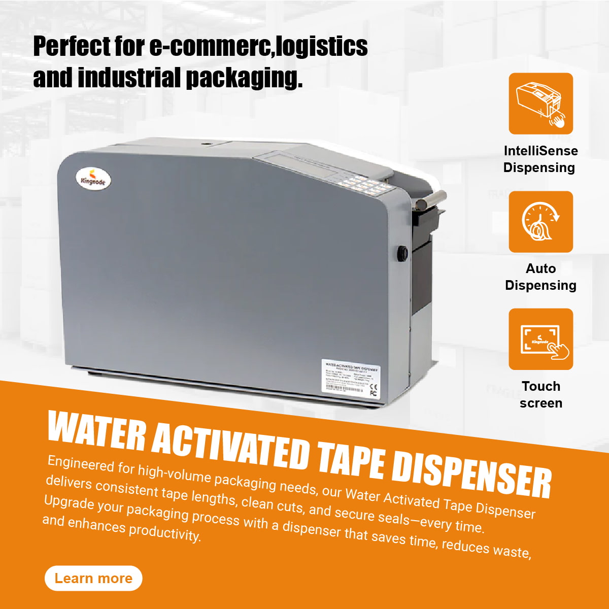 KN-366HL wasseraktivierter Klebebandspender – für größere Rollenkapazität und weniger Austausch